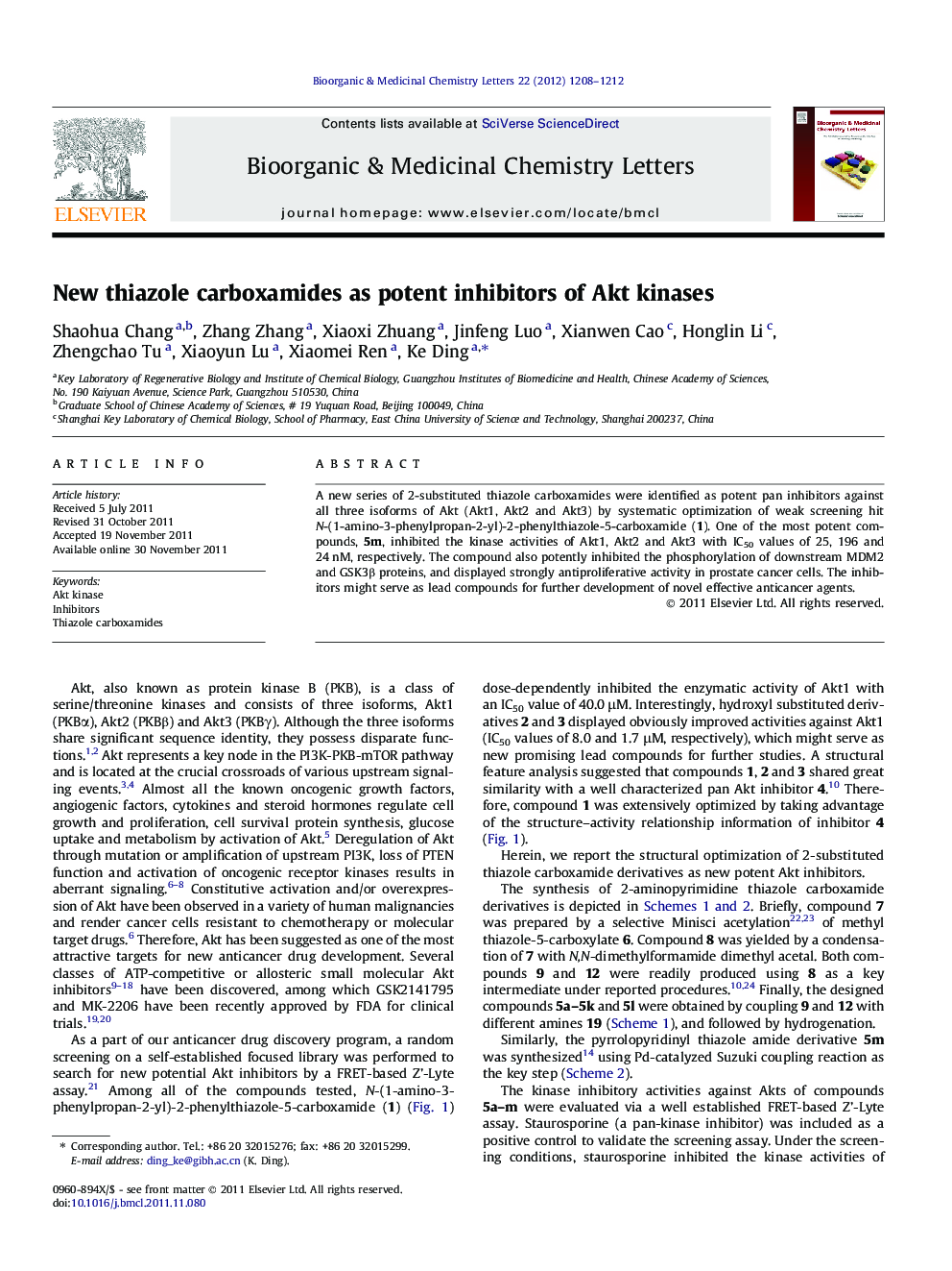 New thiazole carboxamides as potent inhibitors of Akt kinases