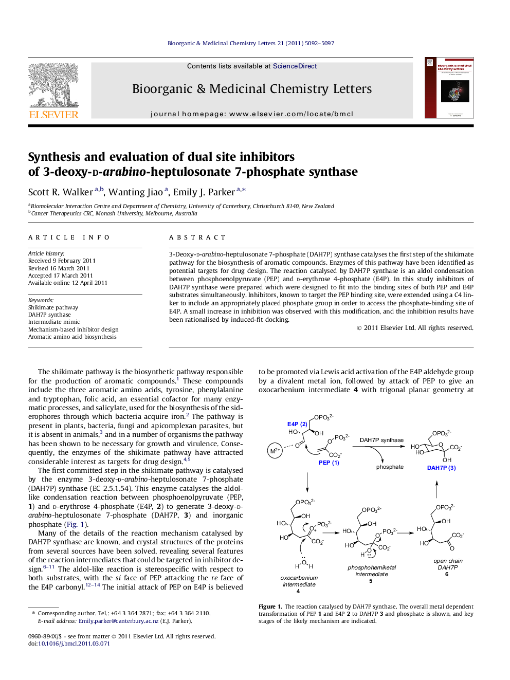 Synthesis and evaluation of dual site inhibitors of 3-deoxy-d-arabino-heptulosonate 7-phosphate synthase