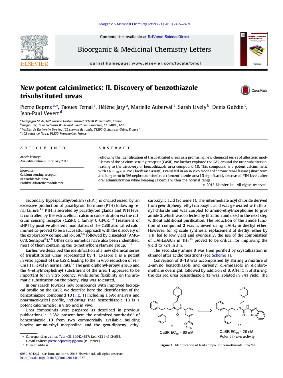 New potent calcimimetics: II. Discovery of benzothiazole trisubstituted ureas