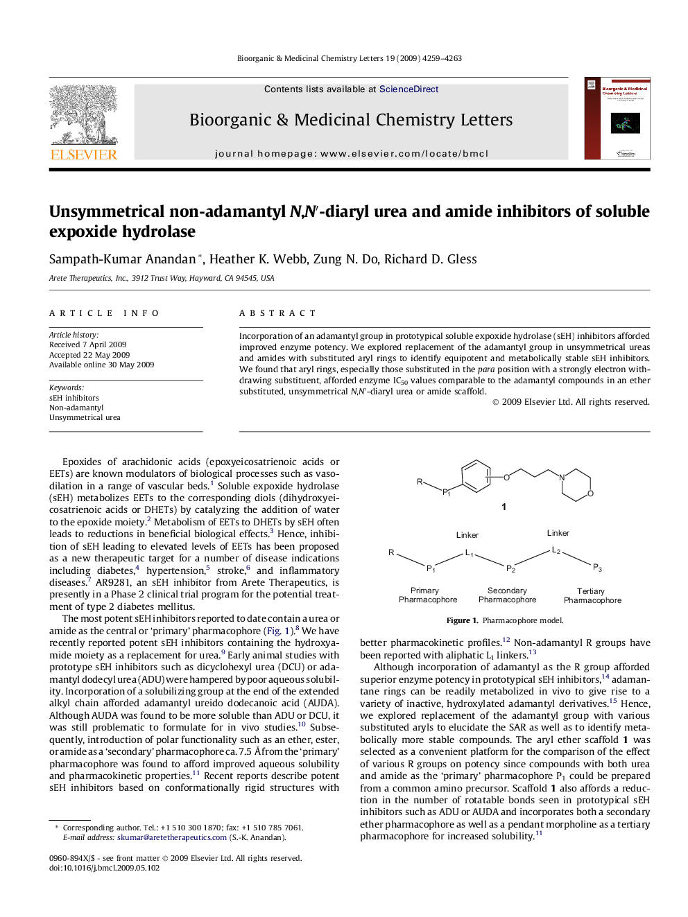 Unsymmetrical non-adamantyl N,Nâ²-diaryl urea and amide inhibitors of soluble expoxide hydrolase