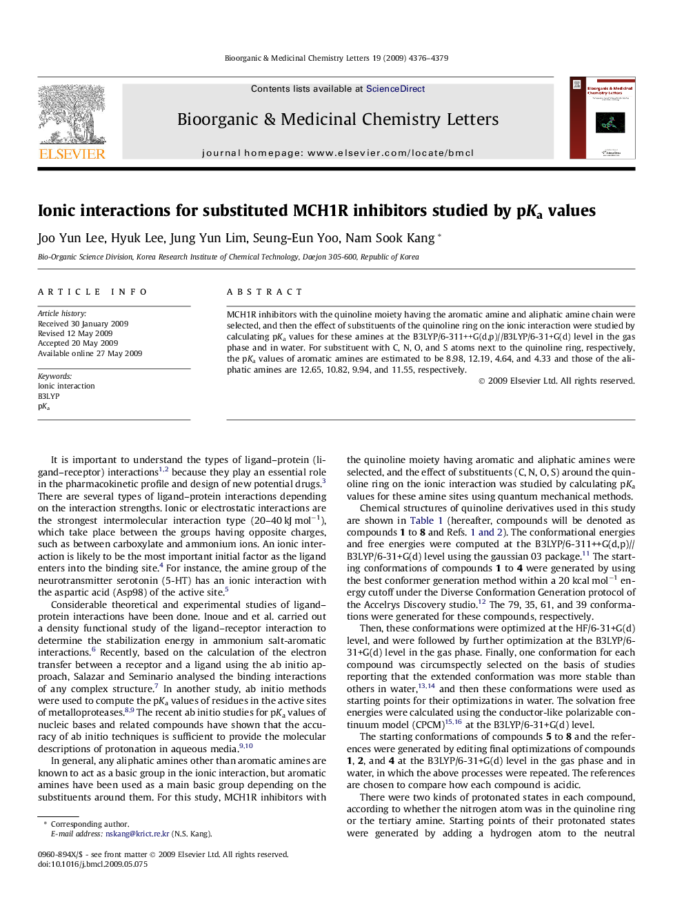 Ionic interactions for substituted MCH1R inhibitors studied by pKa values