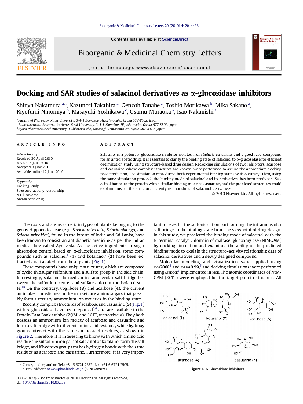 Docking and SAR studies of salacinol derivatives as Î±-glucosidase inhibitors