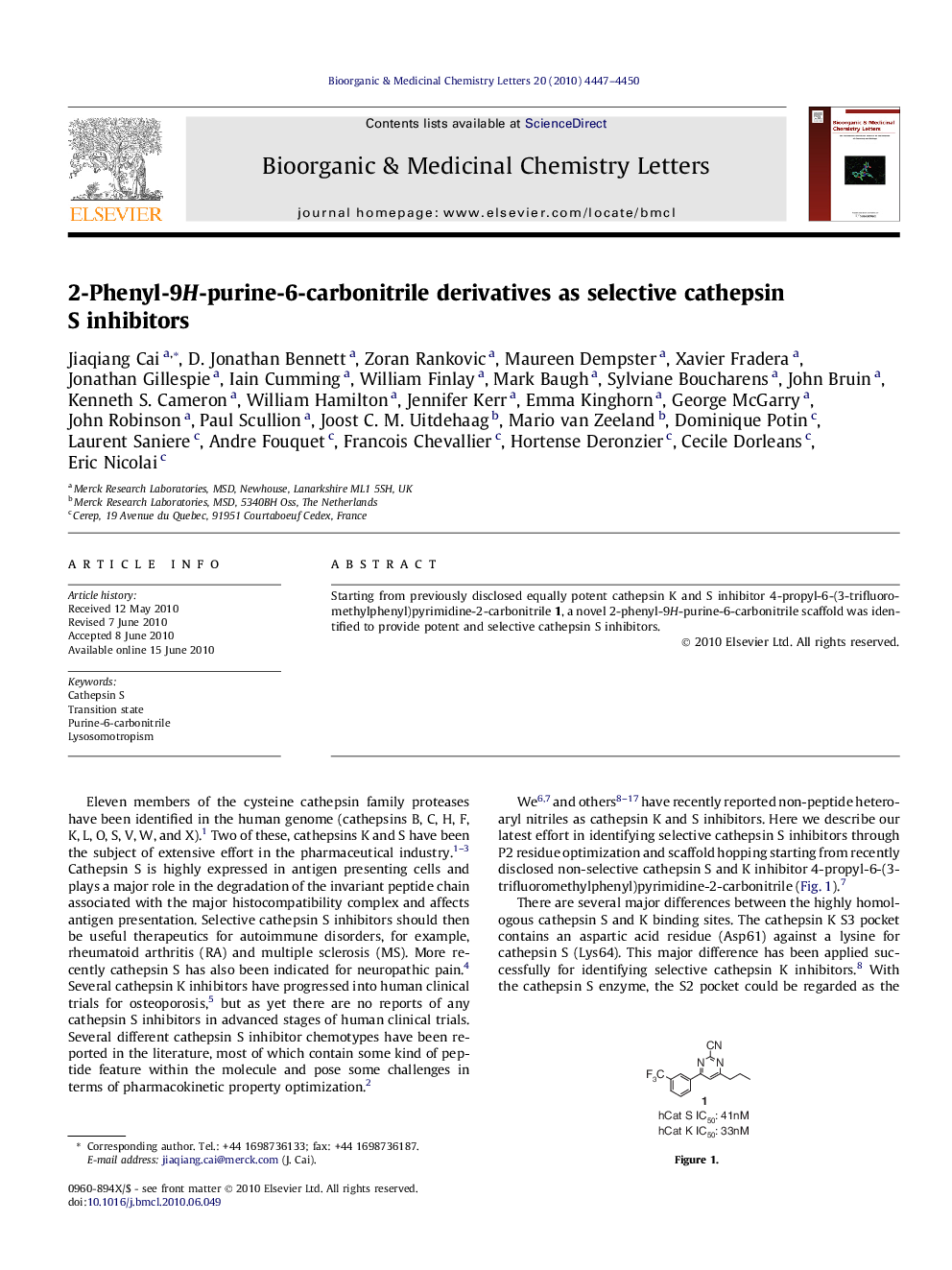 2-Phenyl-9H-purine-6-carbonitrile derivatives as selective cathepsin S inhibitors