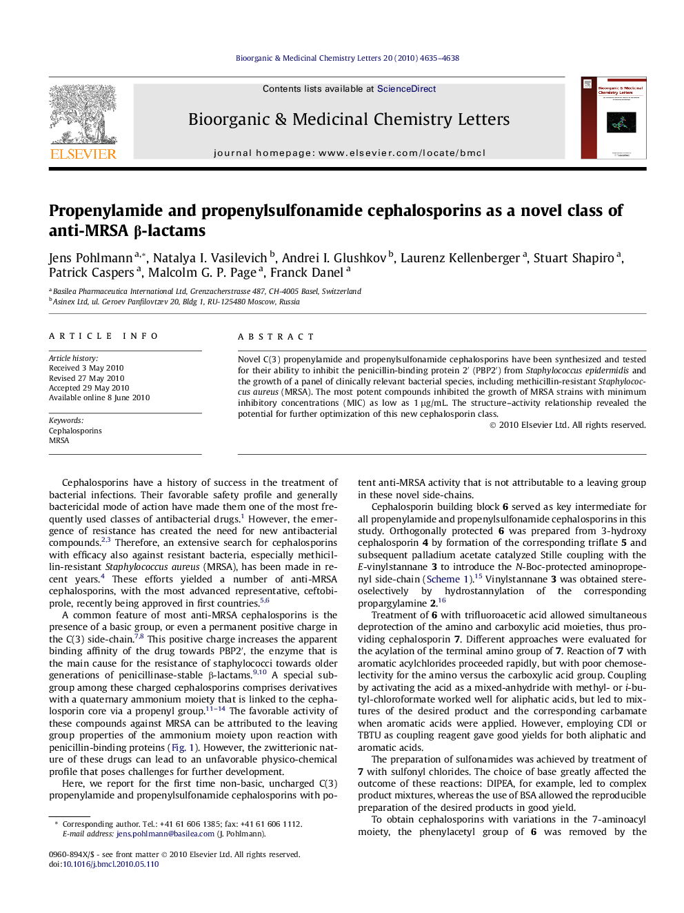 Propenylamide and propenylsulfonamide cephalosporins as a novel class of anti-MRSA Î²-lactams