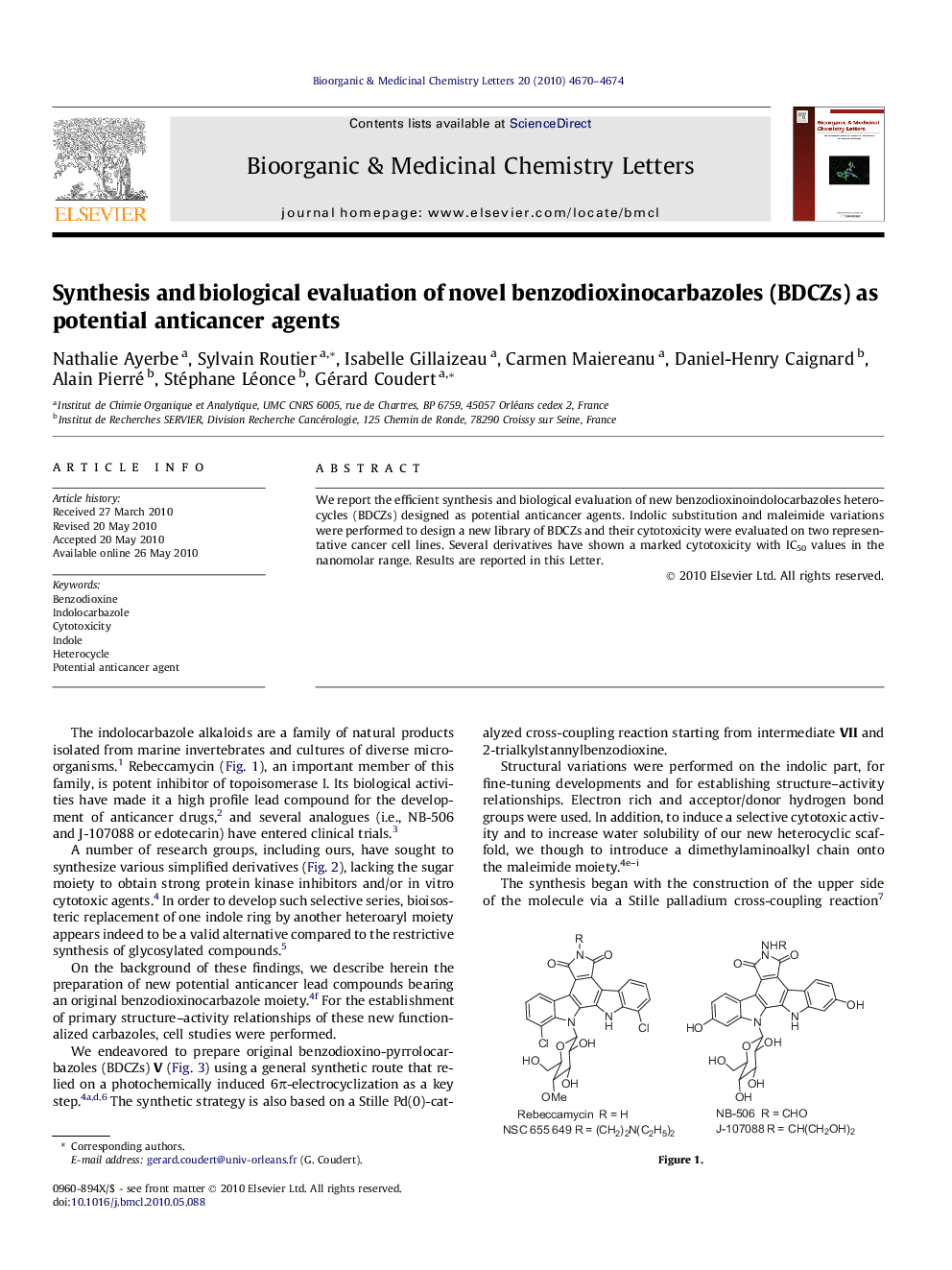 Synthesis and biological evaluation of novel benzodioxinocarbazoles (BDCZs) as potential anticancer agents