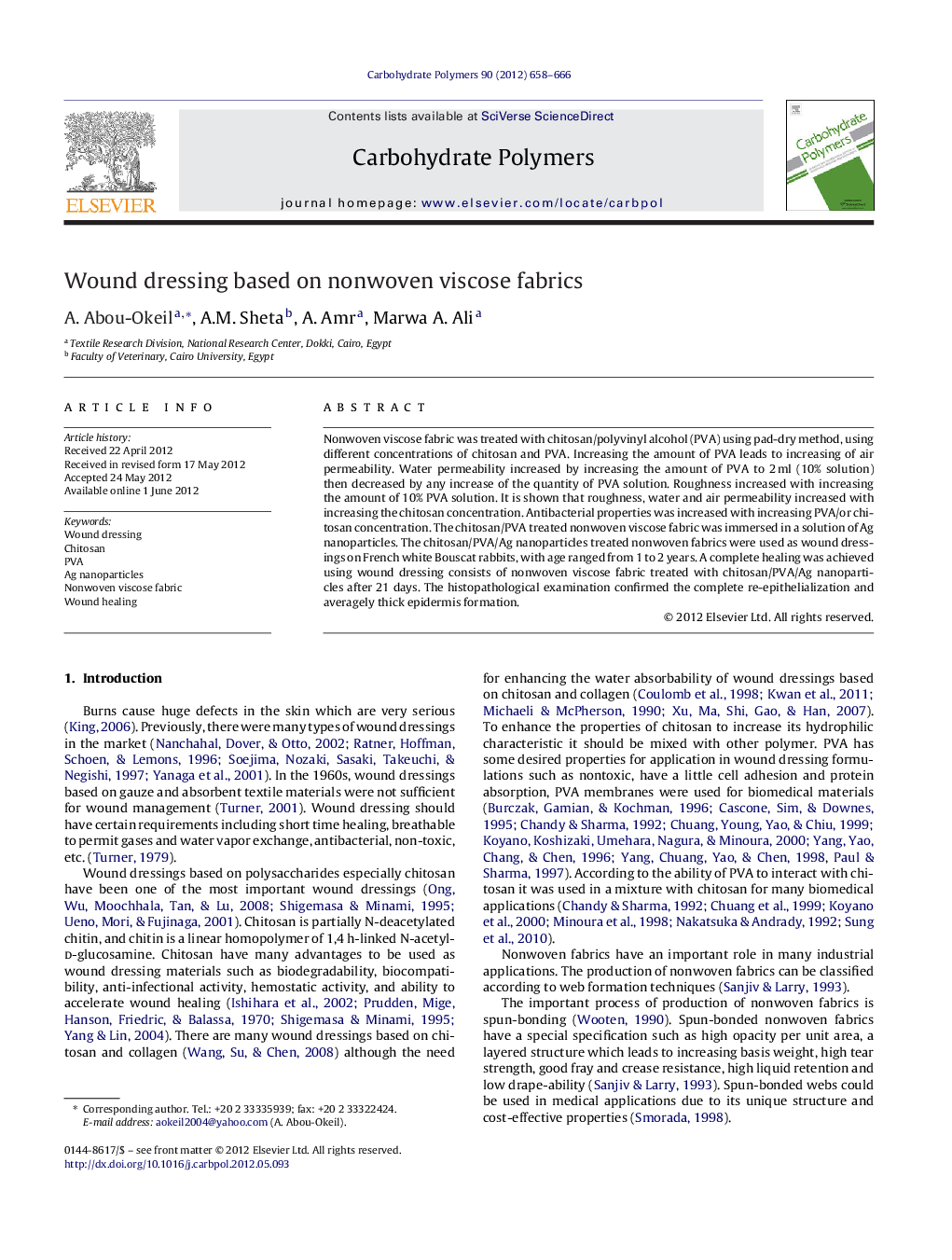 Wound dressing based on nonwoven viscose fabrics