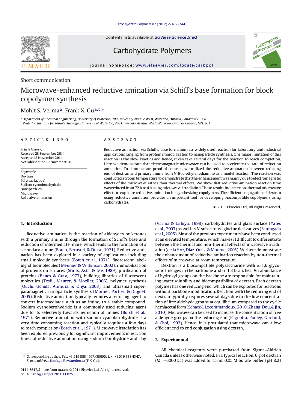 Microwave-enhanced reductive amination via Schiff's base formation for block copolymer synthesis