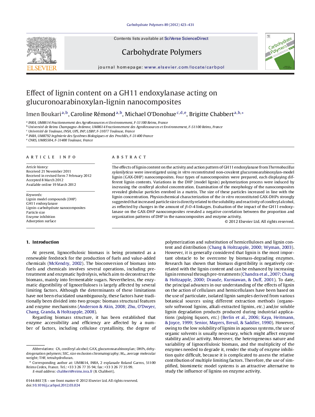 Effect of lignin content on a GH11 endoxylanase acting on glucuronoarabinoxylan-lignin nanocomposites