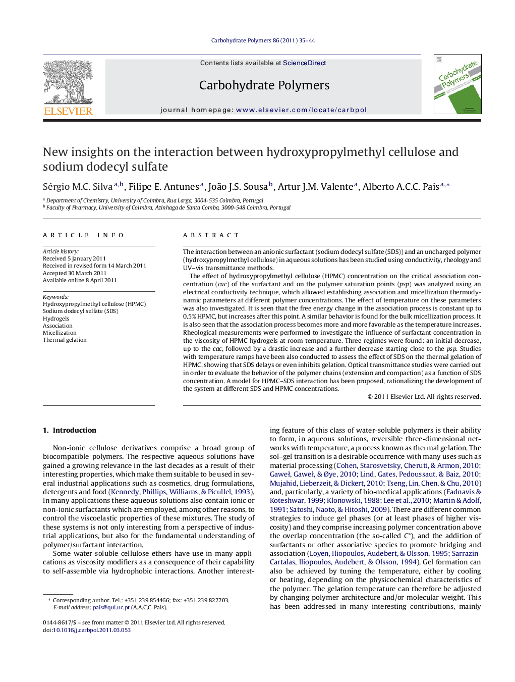 New insights on the interaction between hydroxypropylmethyl cellulose and sodium dodecyl sulfate