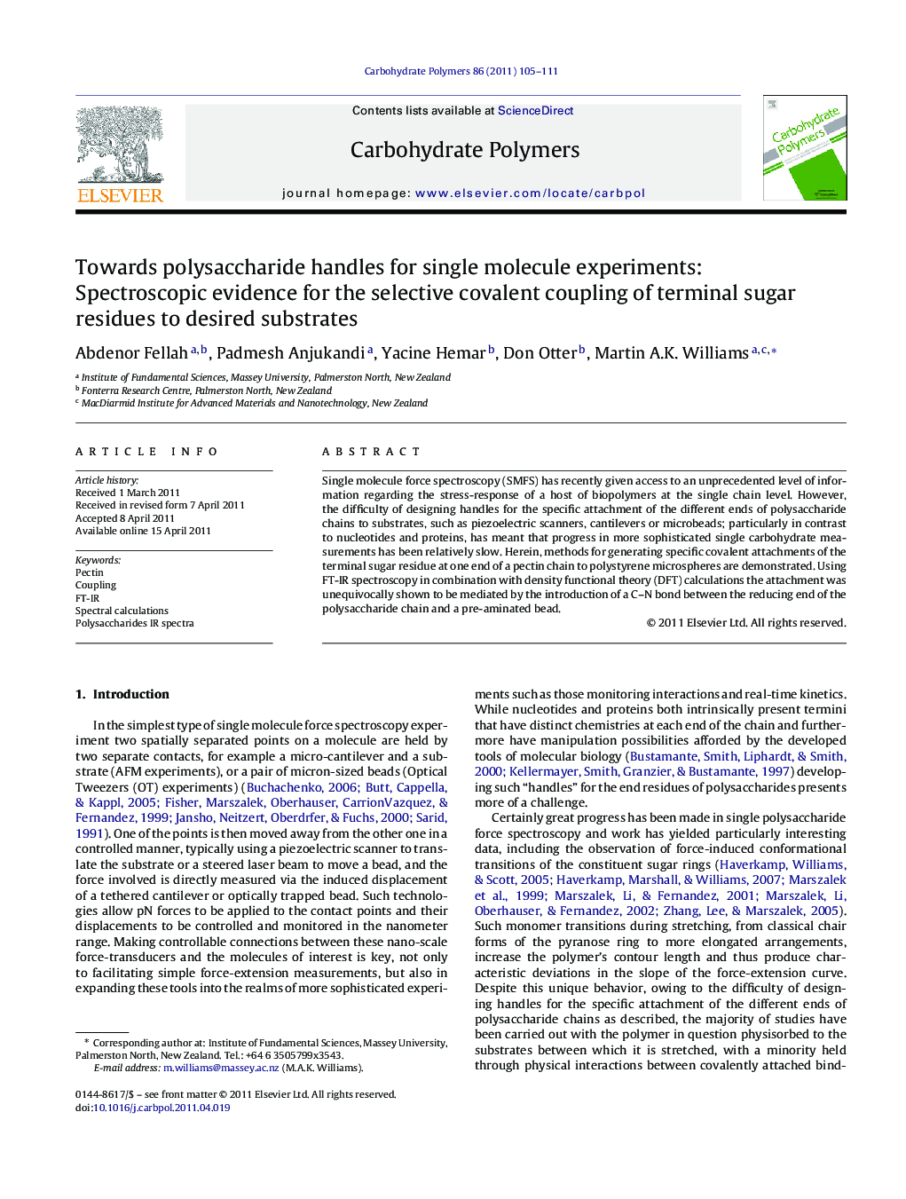 Towards polysaccharide handles for single molecule experiments: Spectroscopic evidence for the selective covalent coupling of terminal sugar residues to desired substrates