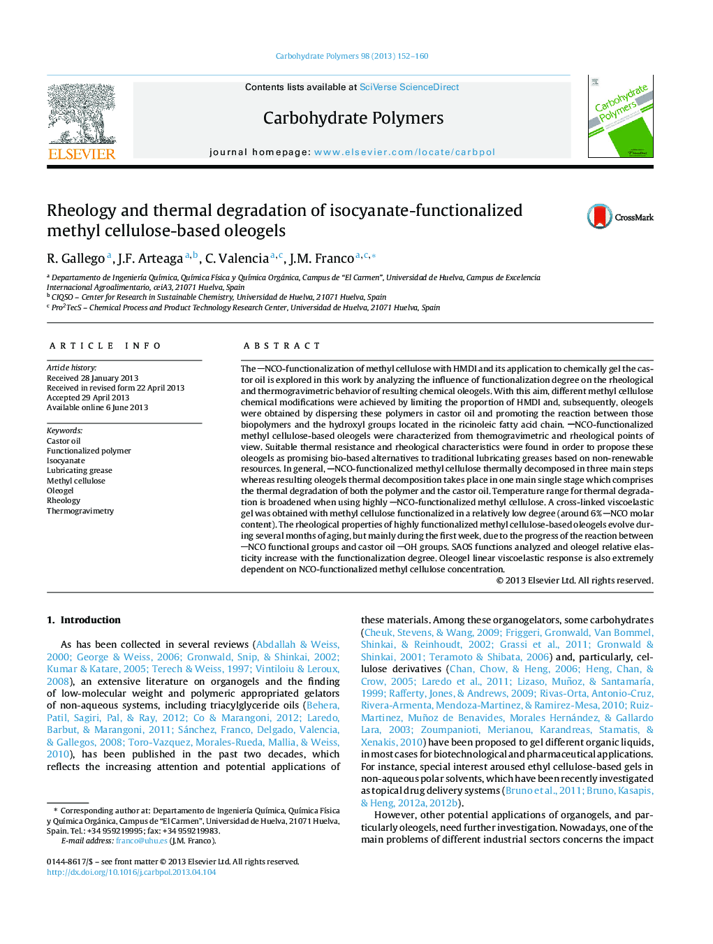 Rheology and thermal degradation of isocyanate-functionalized methyl cellulose-based oleogels