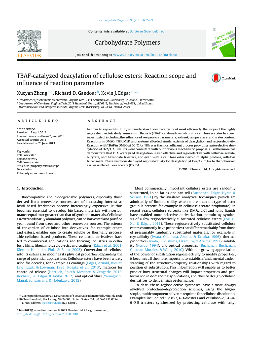 TBAF-catalyzed deacylation of cellulose esters: Reaction scope and influence of reaction parameters