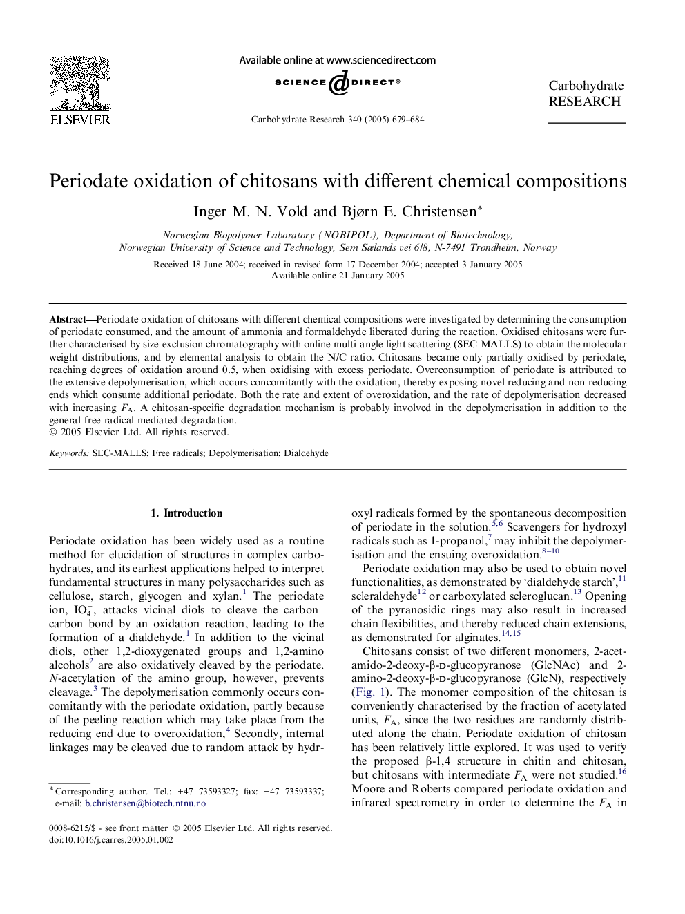 Periodate oxidation of chitosans with different chemical compositions