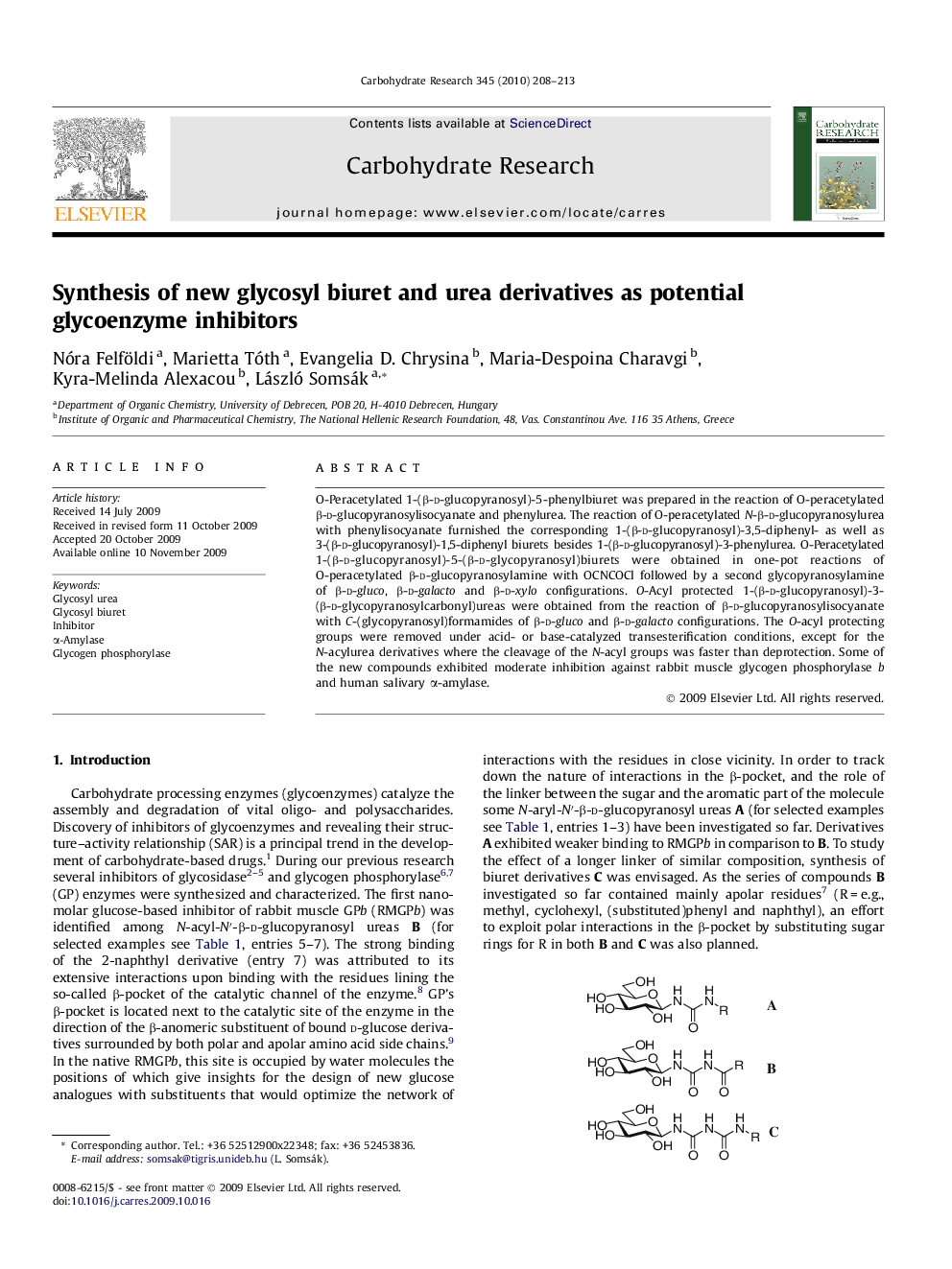 Synthesis of new glycosyl biuret and urea derivatives as potential glycoenzyme inhibitors