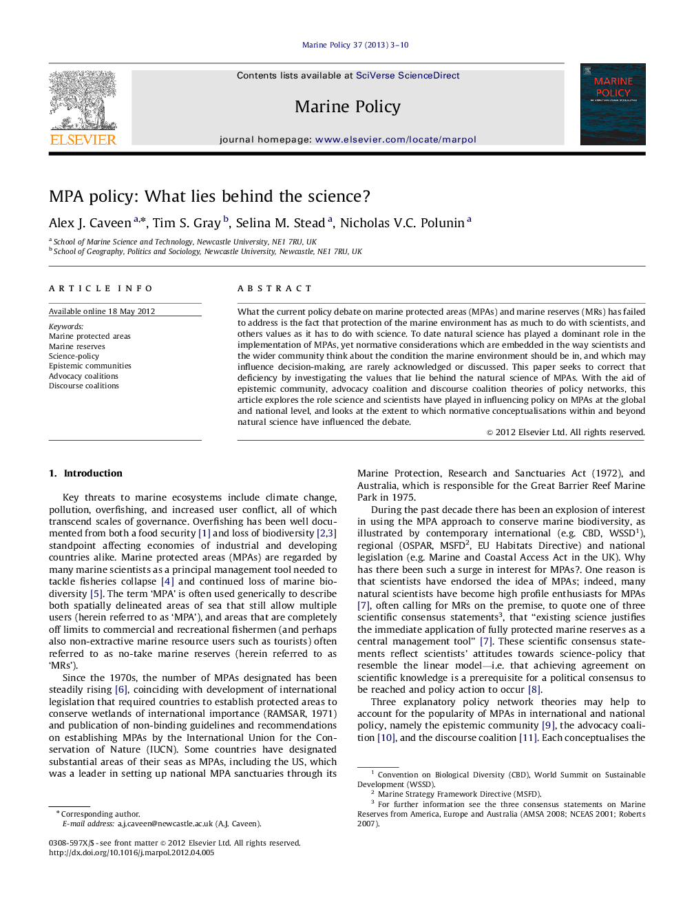 MPA policy: What lies behind the science?