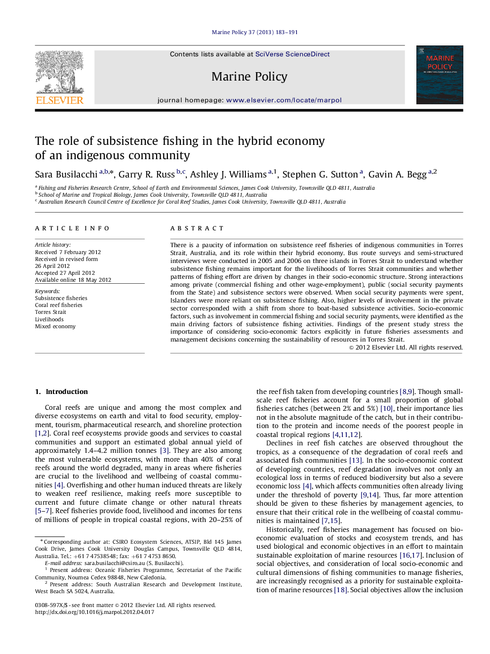 The role of subsistence fishing in the hybrid economy of an indigenous community