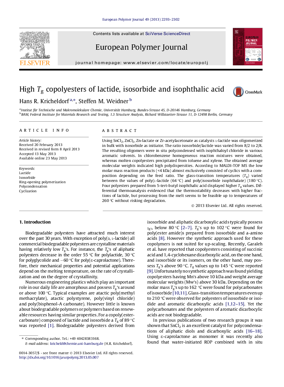 High Tg copolyesters of lactide, isosorbide and isophthalic acid