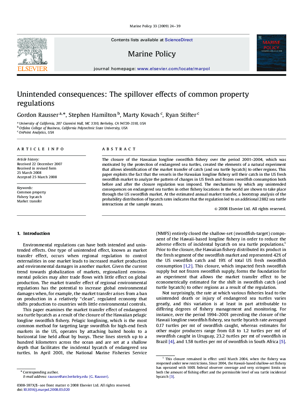 Unintended consequences: The spillover effects of common property regulations