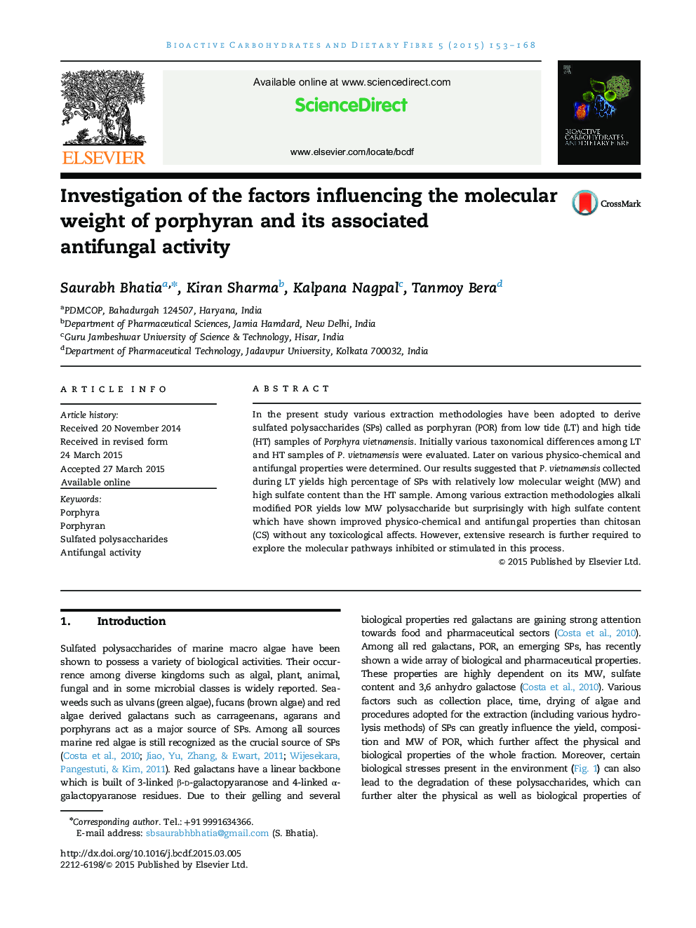 Investigation of the factors influencing the molecular weight of porphyran and its associated antifungal activity