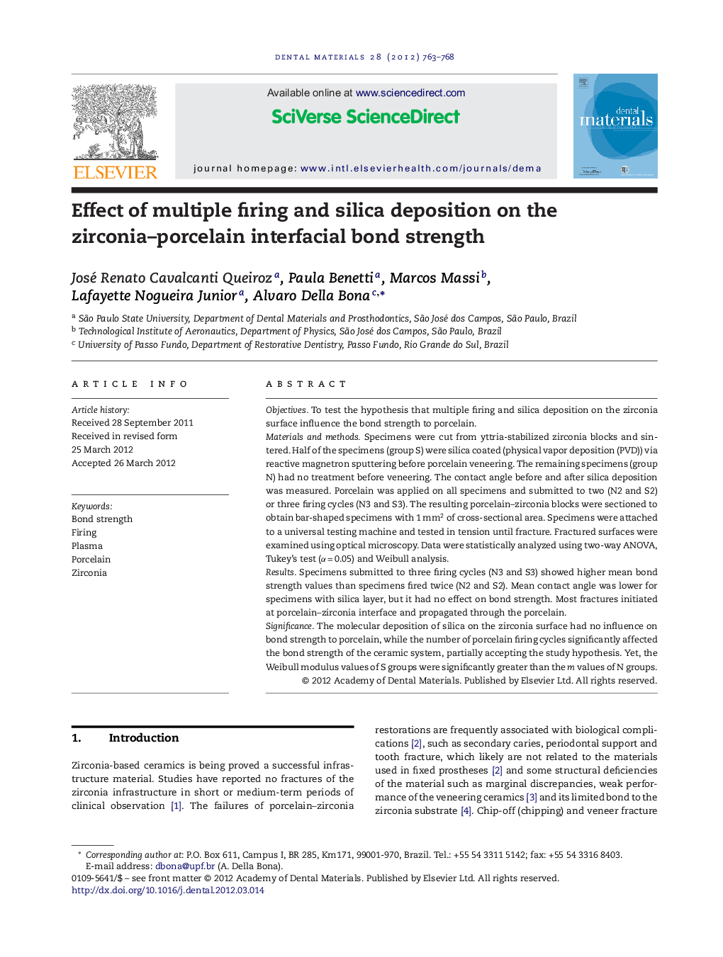 Effect of multiple firing and silica deposition on the zirconia-porcelain interfacial bond strength