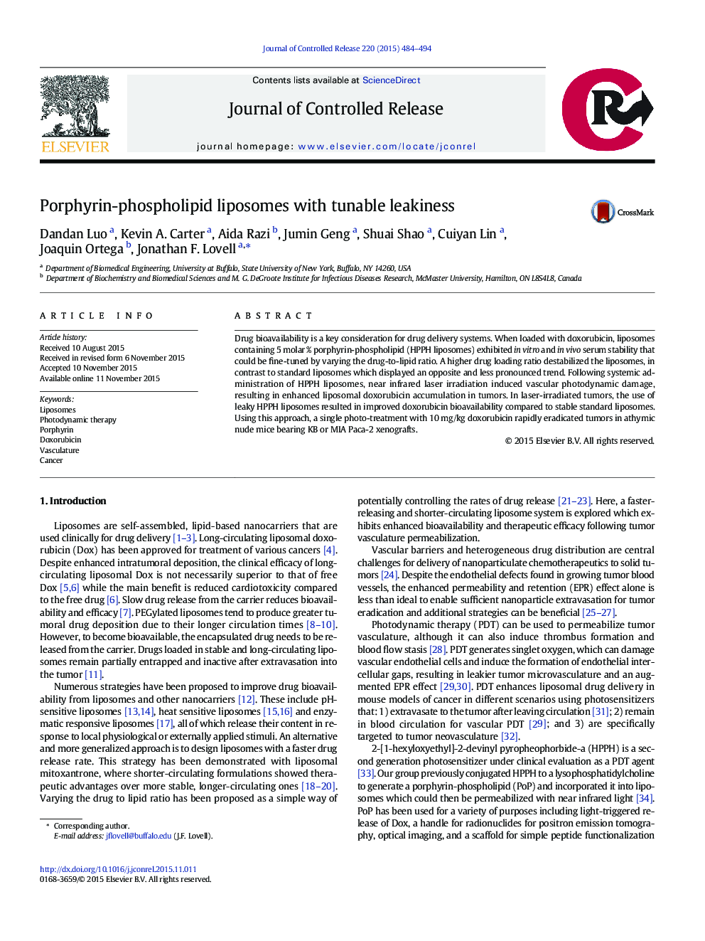 Porphyrin-phospholipid liposomes with tunable leakiness