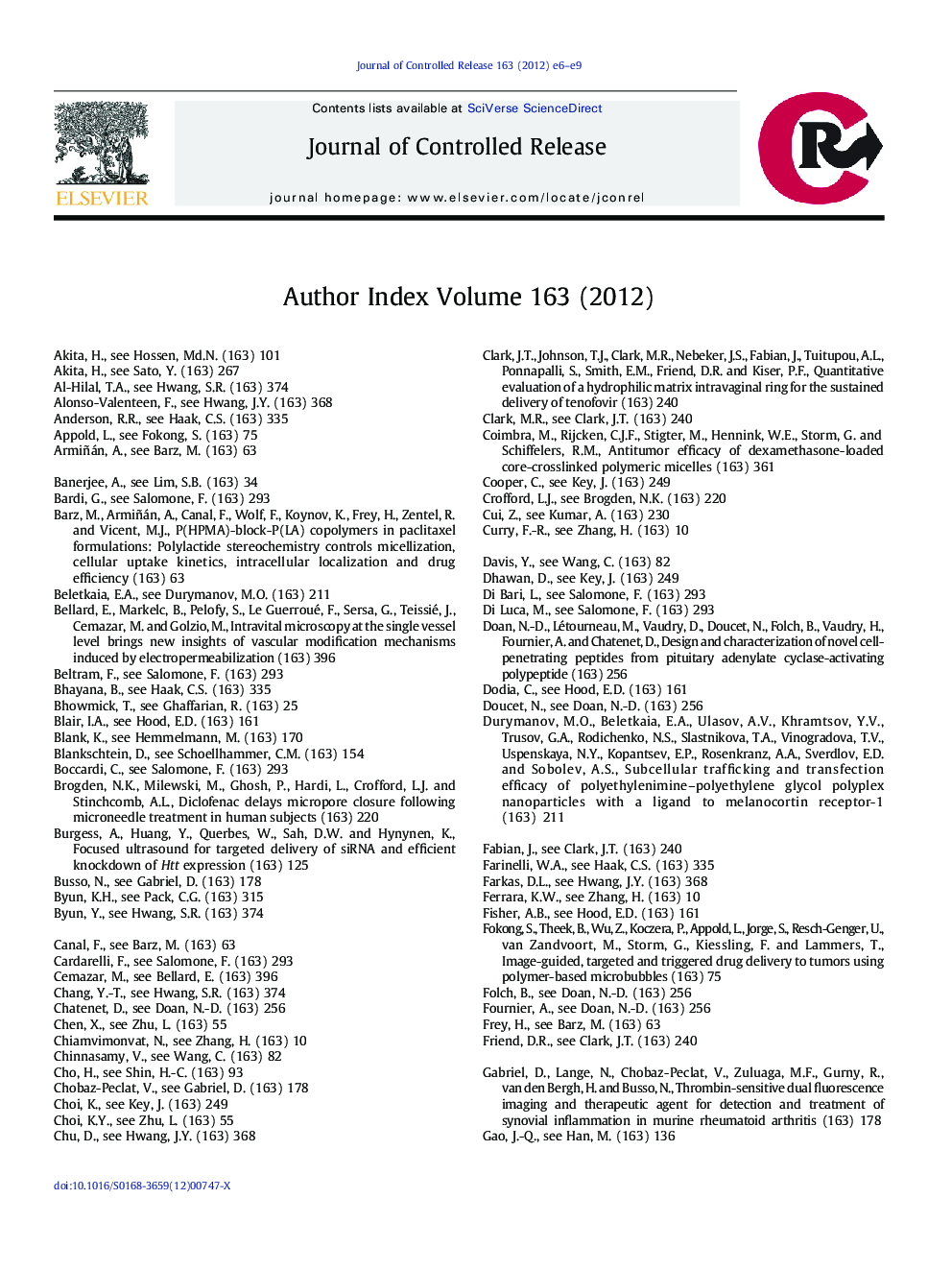 Author Index Volume 163
