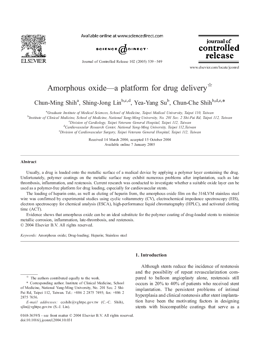 Amorphous oxide-a platform for drug delivery