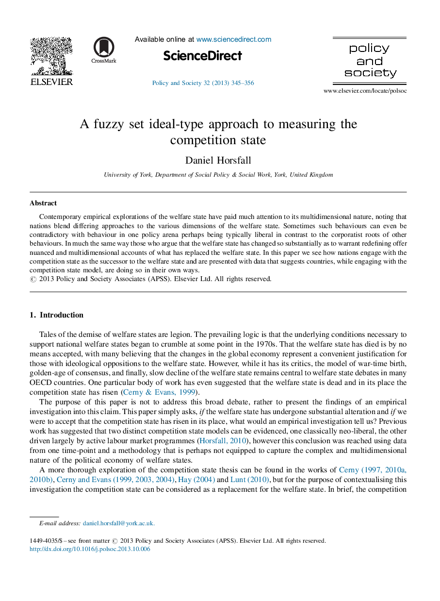 A fuzzy set ideal-type approach to measuring the competition state