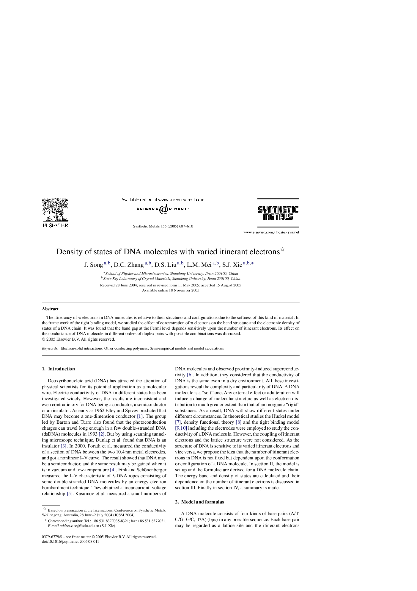 Density of states of DNA molecules with varied itinerant electrons