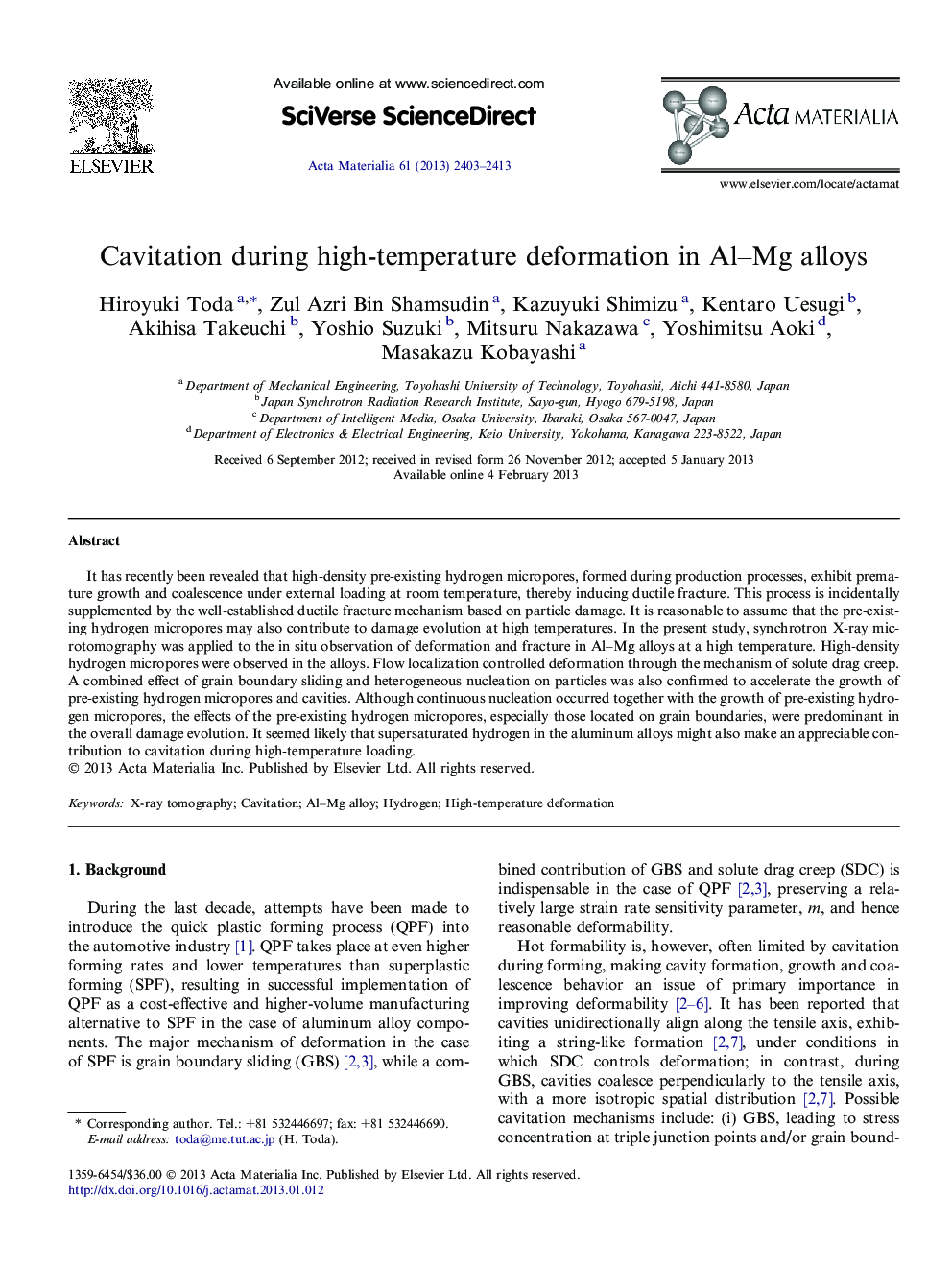 Cavitation during high-temperature deformation in Al-Mg alloys