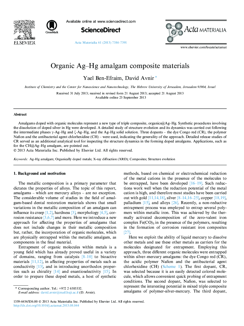 Organic Ag-Hg amalgam composite materials