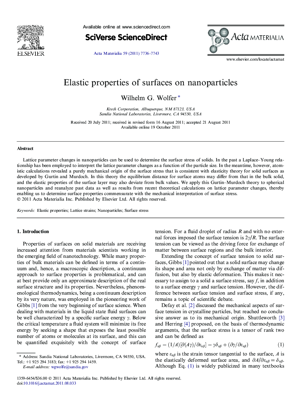 Elastic properties of surfaces on nanoparticles