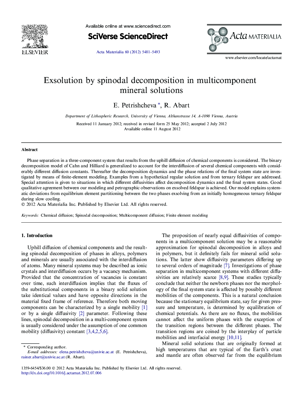 Exsolution by spinodal decomposition in multicomponent mineral solutions