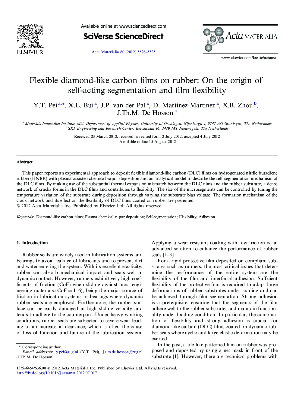 Flexible diamond-like carbon films on rubber: On the origin of self-acting segmentation and film flexibility