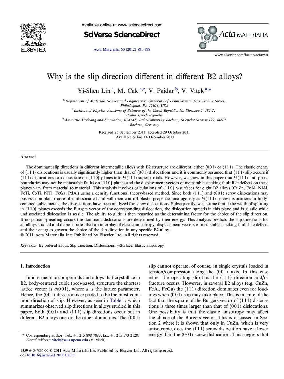 Why is the slip direction different in different B2 alloys?