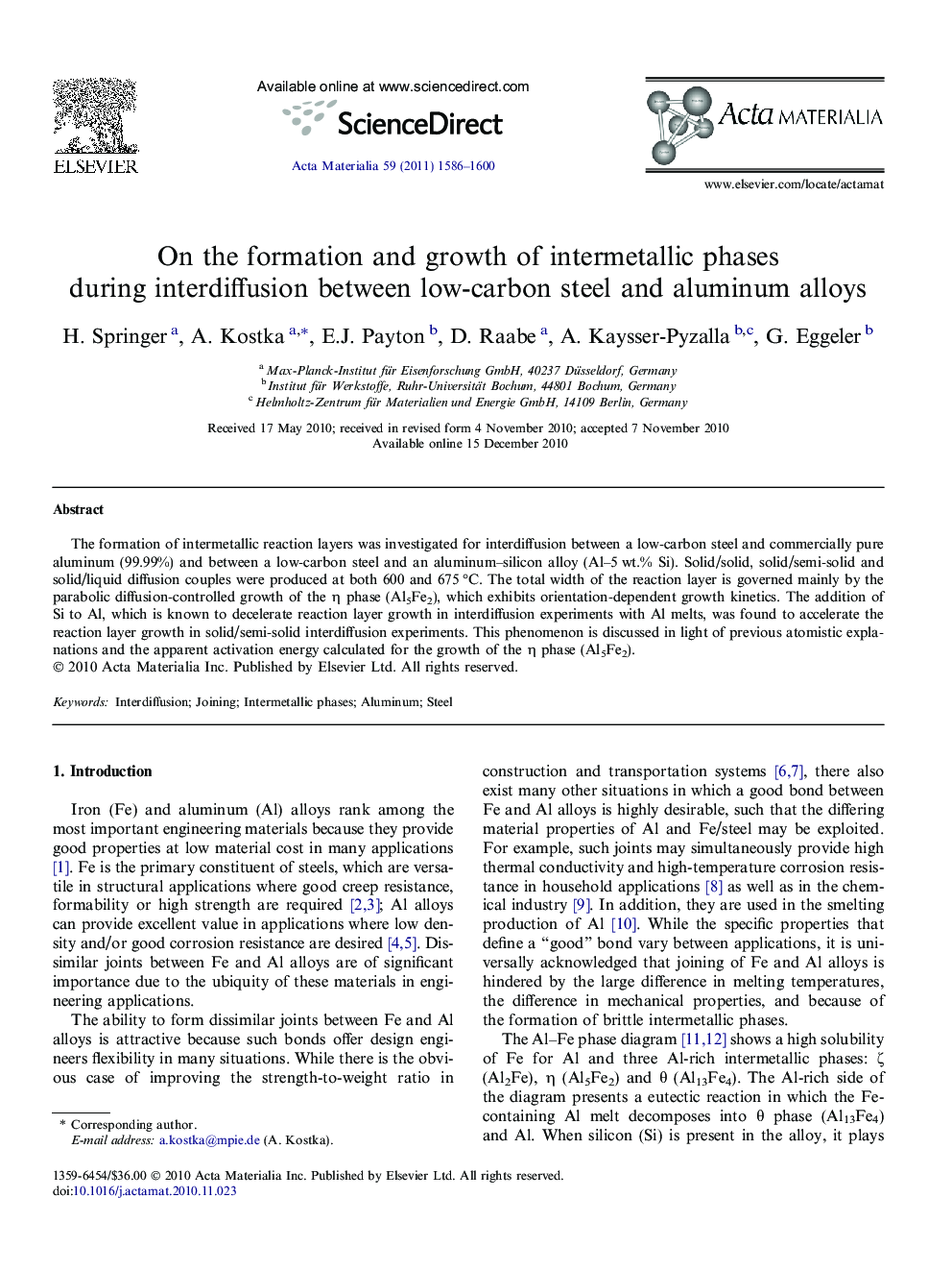 On the formation and growth of intermetallic phases during interdiffusion between low-carbon steel and aluminum alloys
