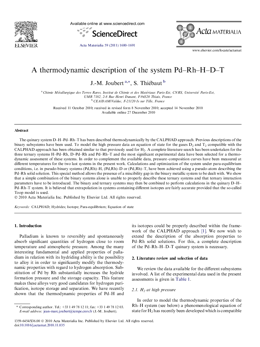 A thermodynamic description of the system Pd-Rh-H-D-T