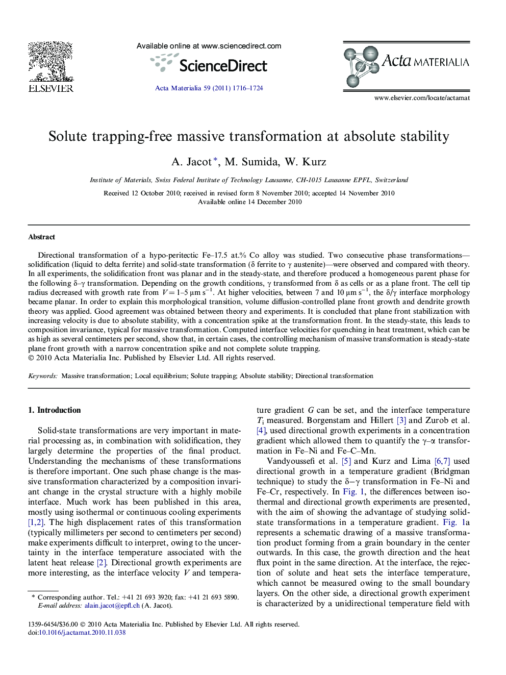 Solute trapping-free massive transformation at absolute stability