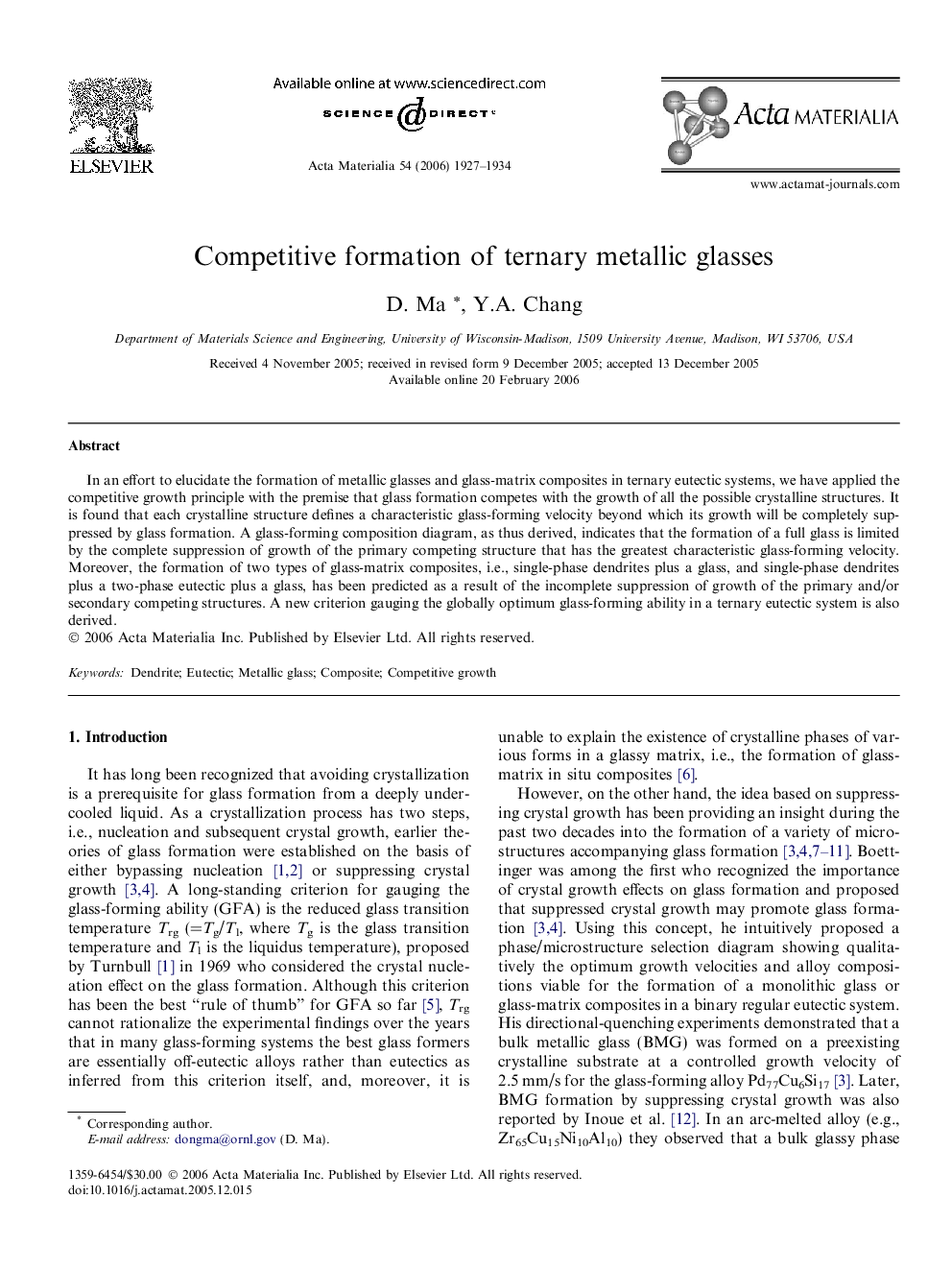 Competitive formation of ternary metallic glasses