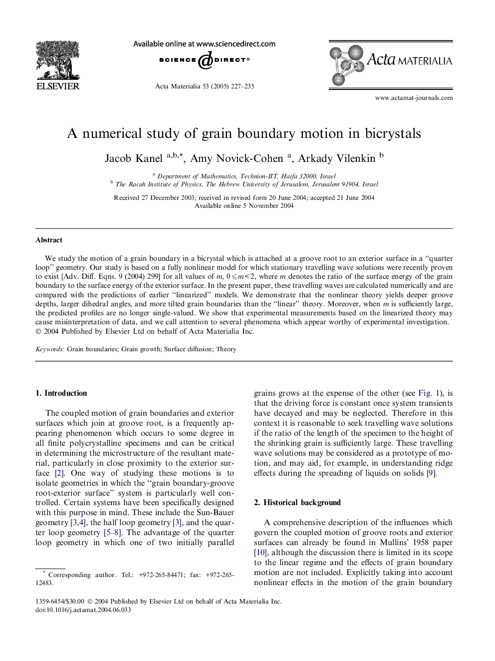 A numerical study of grain boundary motion in bicrystals