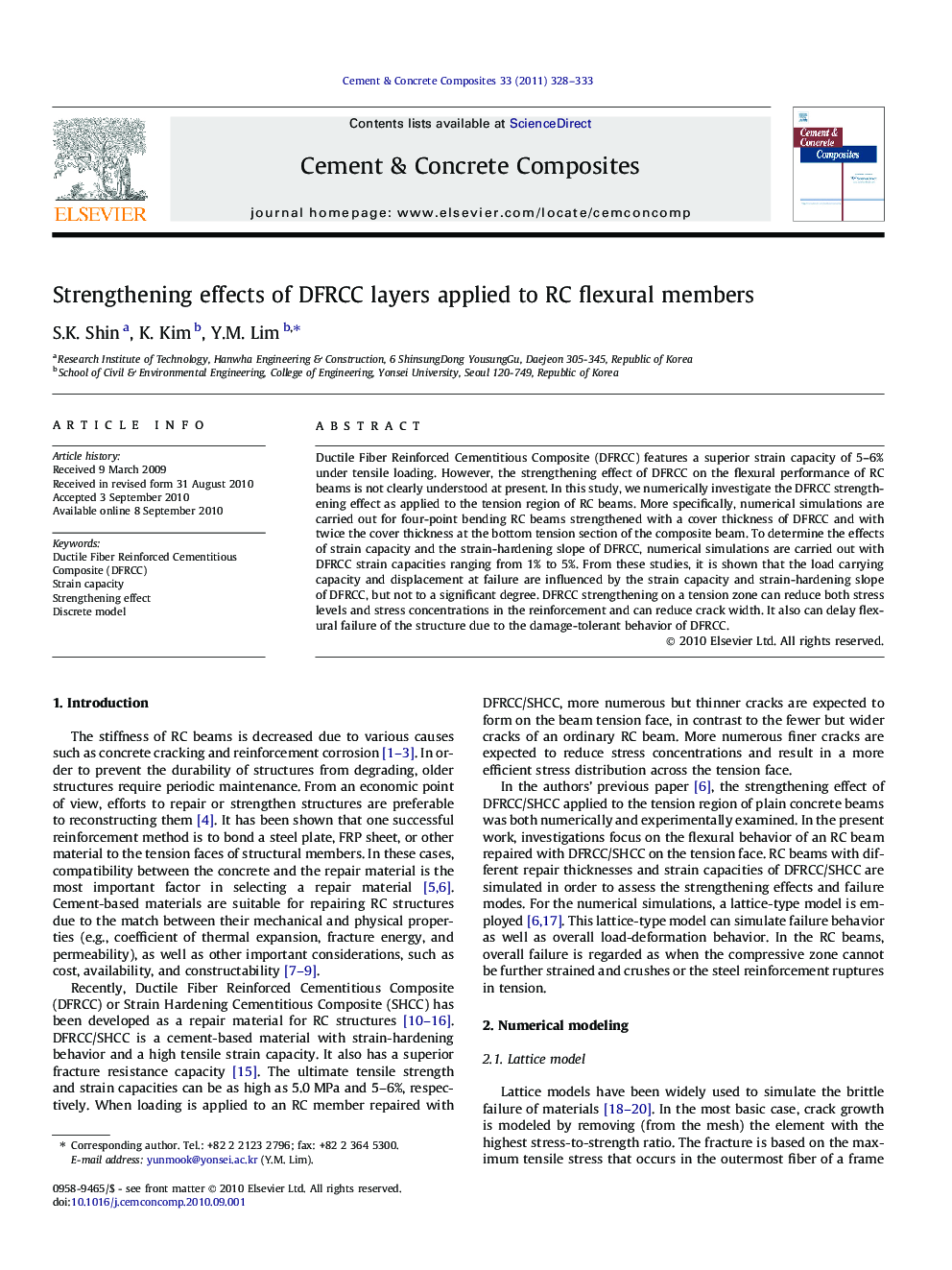 Strengthening effects of DFRCC layers applied to RC flexural members