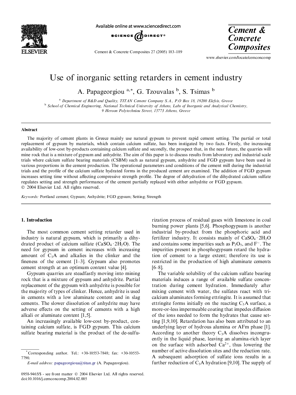 Use of inorganic setting retarders in cement industry