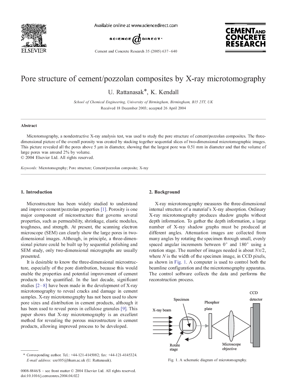 Pore structure of cement/pozzolan composites by X-ray microtomography