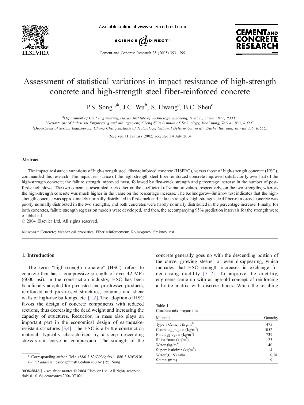 Assessment of statistical variations in impact resistance of high-strength concrete and high-strength steel fiber-reinforced concrete