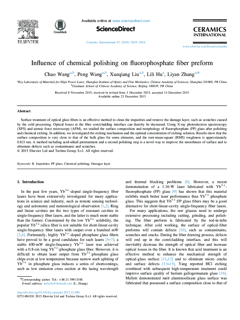 Influence of chemical polishing on fluorophosphate fiber preform
