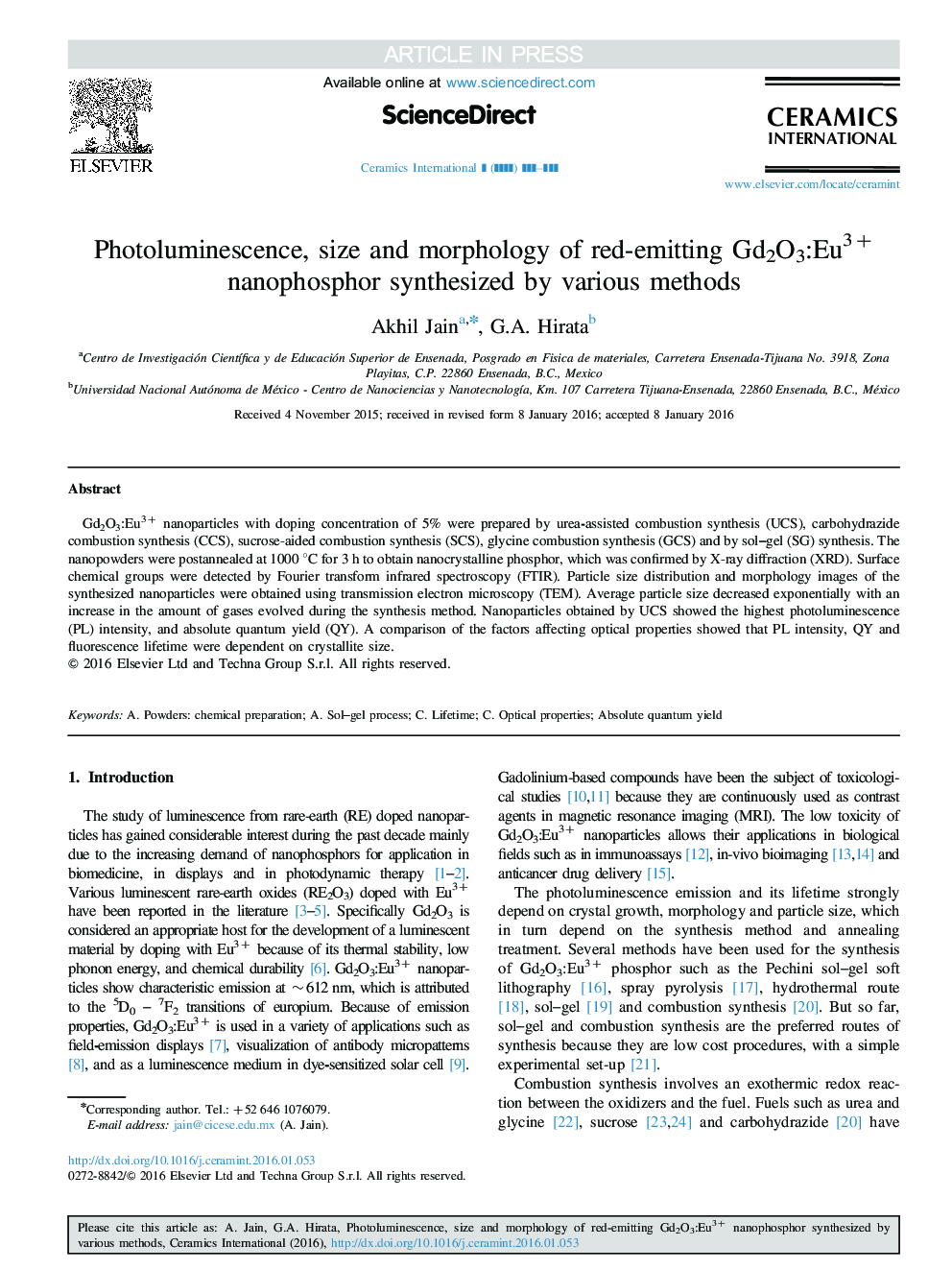 Photoluminescence, size and morphology of red-emitting Gd2O3:Eu3+ nanophosphor synthesized by various methods