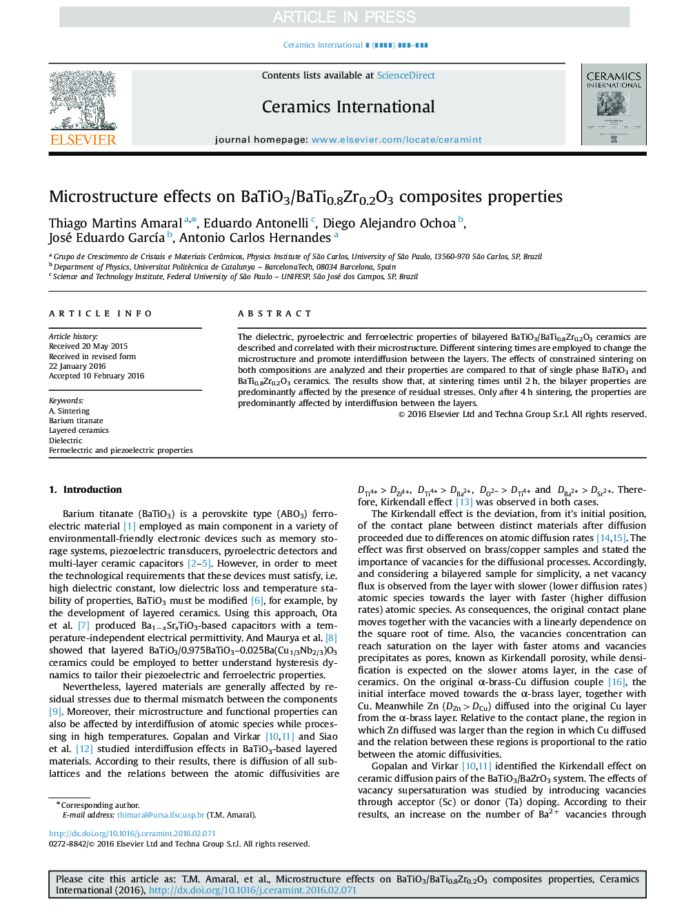 Microstructure effects on BaTiO3/BaTi0.8Zr0.2O3 composites properties