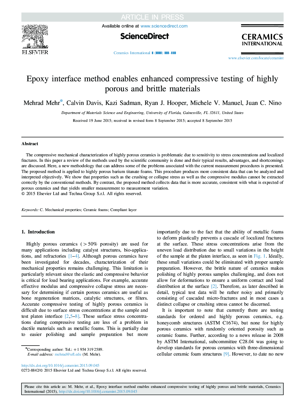 Epoxy interface method enables enhanced compressive testing of highly porous and brittle materials