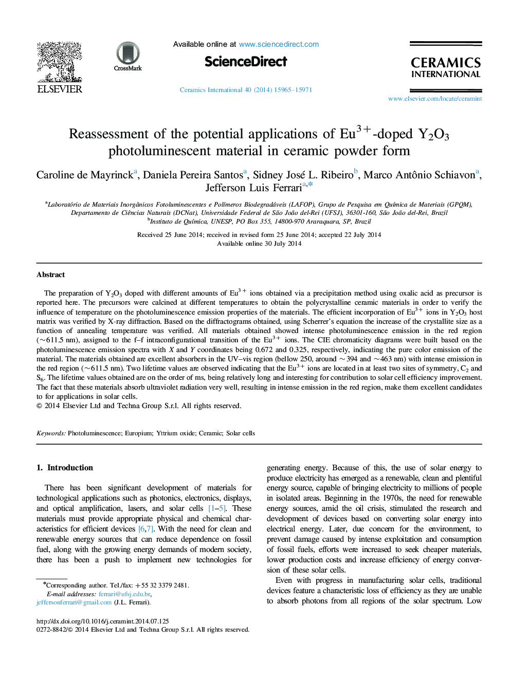 Reassessment of the potential applications of Eu3+-doped Y2O3 photoluminescent material in ceramic powder form