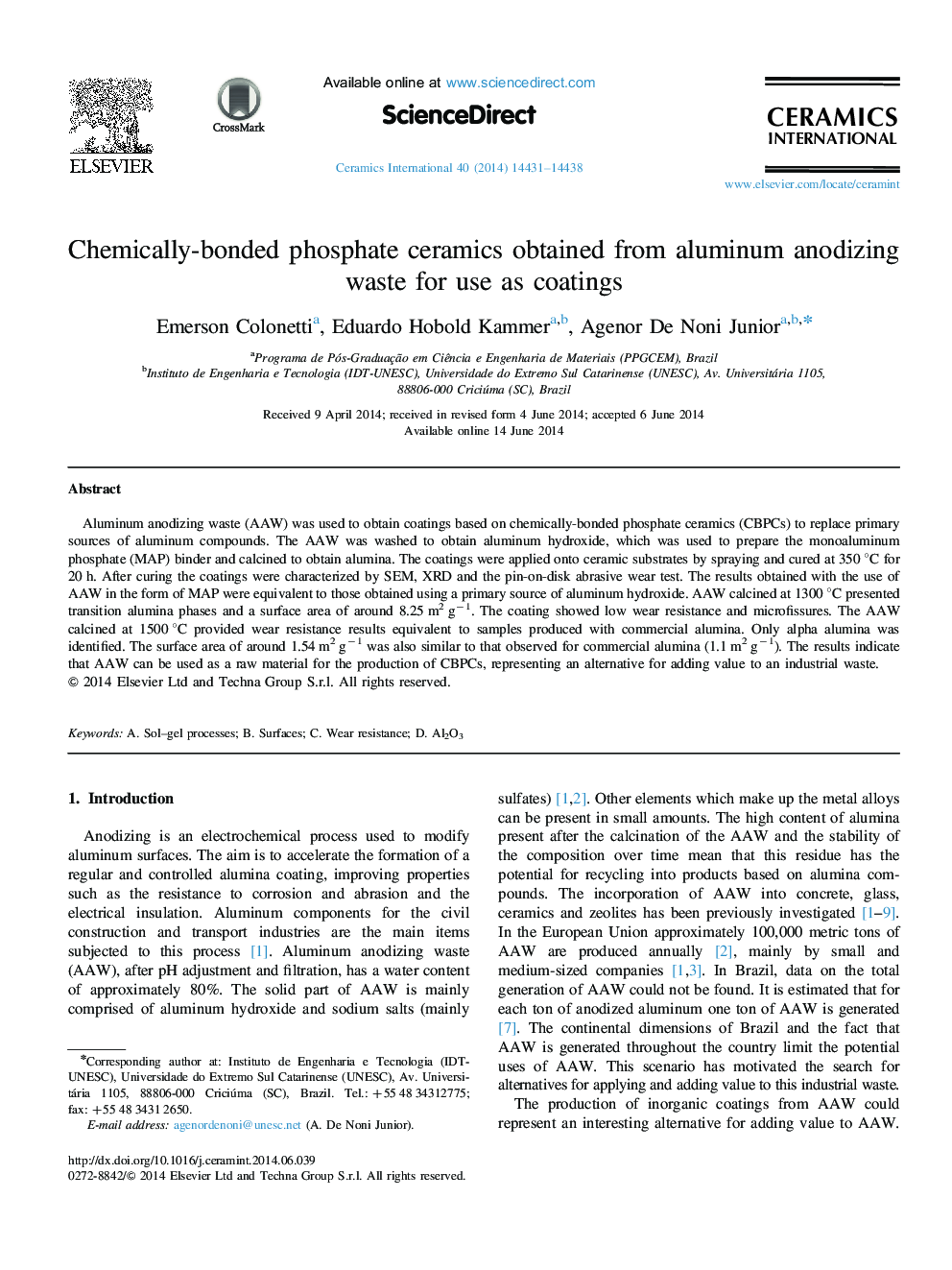 Chemically-bonded phosphate ceramics obtained from aluminum anodizing waste for use as coatings